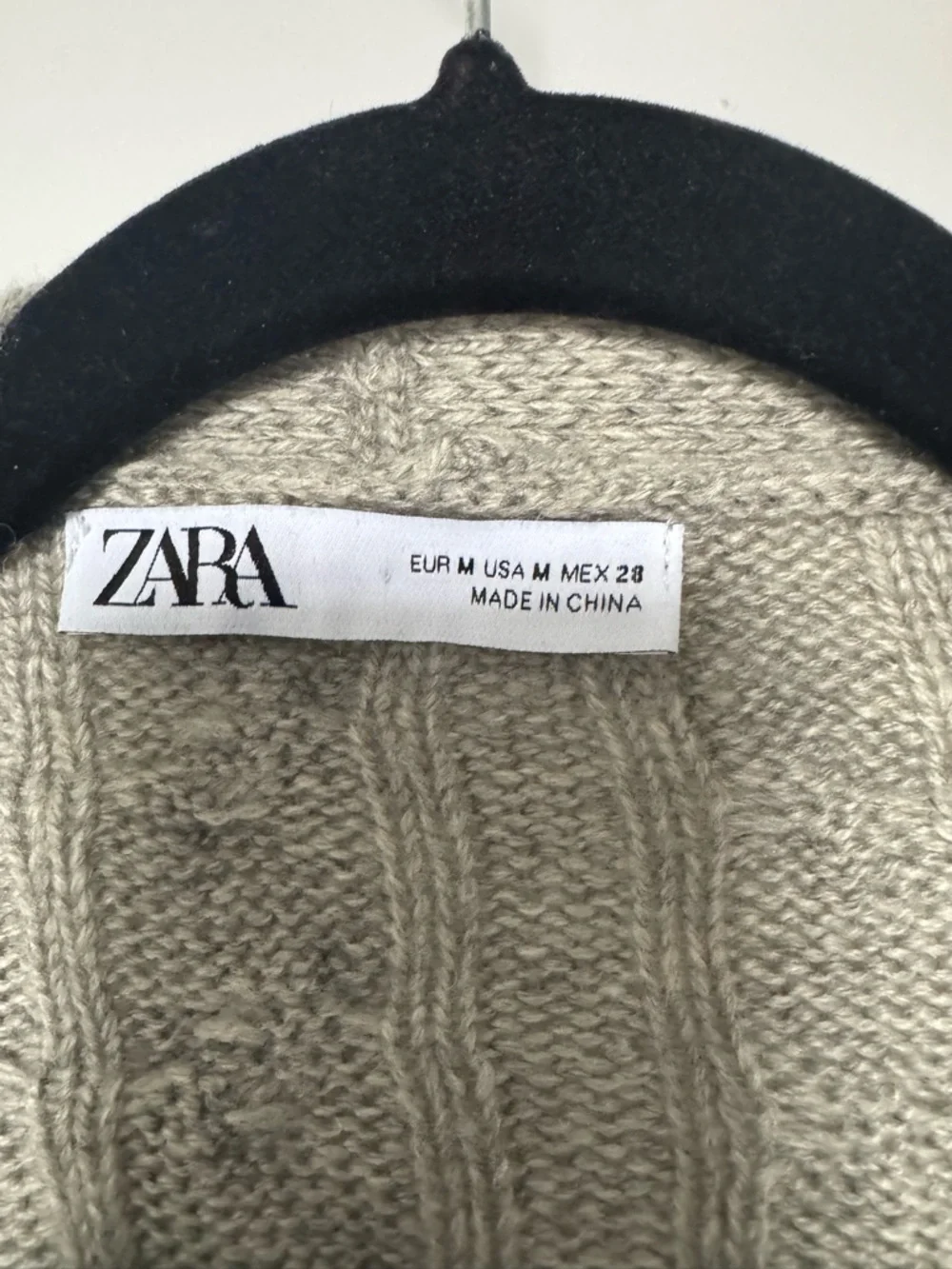 Zara Light Gray Cable-Knit Open Cardigan - Picture 3 of 3